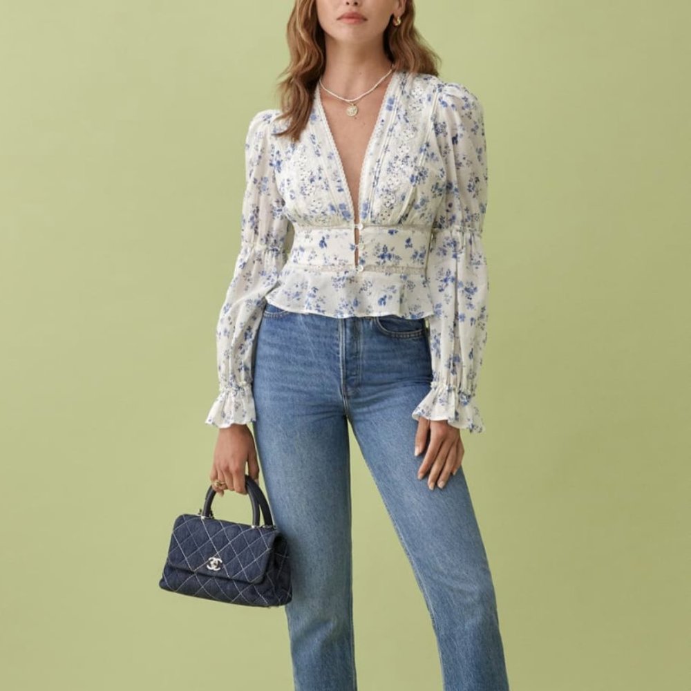 New! Reformation Meadowlark Top Lula